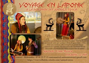Affiche flyer conte musical Voyage en Laponie, à la Rencontre des Animaux-Totem