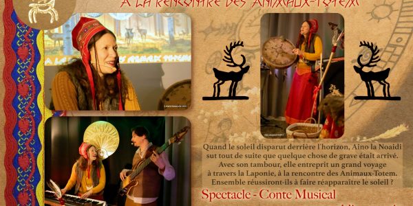 Affiche flyer conte musical Voyage en Laponie, à la Rencontre des Animaux-Totem